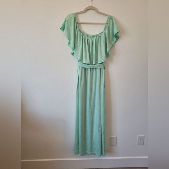 Pinup Fashion Teal Mint Green Maxi Dress Flattering Slimming Plus Size 18 W - Picture 10 of 12
